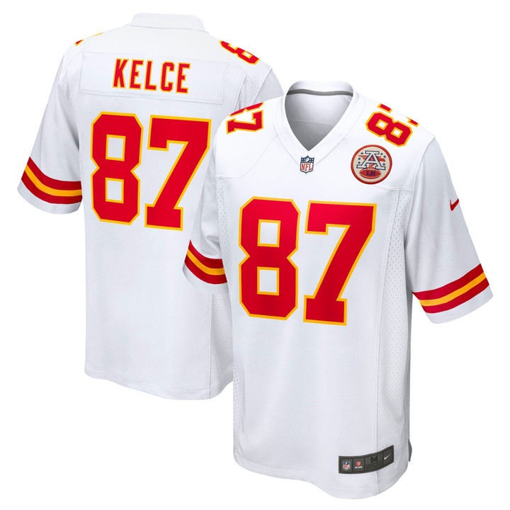 Mens Kansas City Chiefs Travis Kelce White Player Game Jersey gift for Kansas City Chiefs fans