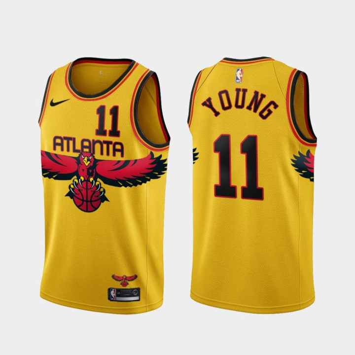Atlanta Hawks Trae Young 11 Nba 2021-22 City Edition Gold Jersey Gift For Hawks Fans