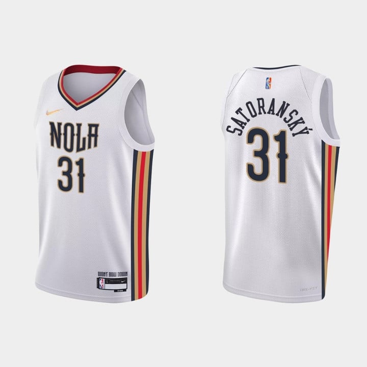 New Orleans Pelicans Tomas Satoransky #31 NBA Basketball City Edition White Jersey Gift For Pelicans Fans