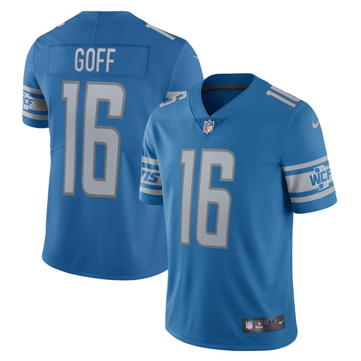 Mens Detroit Lions Jared Goff Blue Vapor Jersey gift for Detroit Lions fans