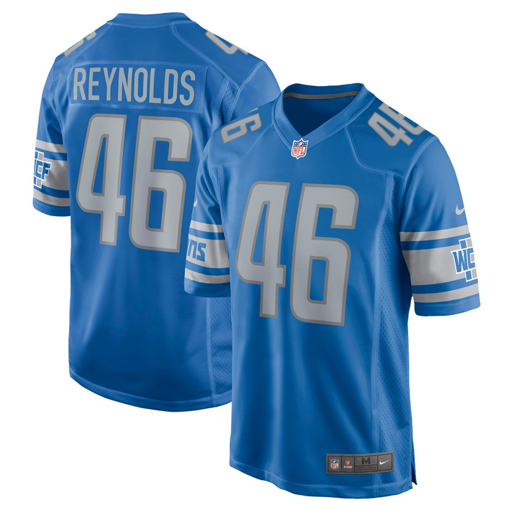 Mens Detroit Lions Craig Reynolds Blue Game Player Jersey gift for Detroit Lions fans
