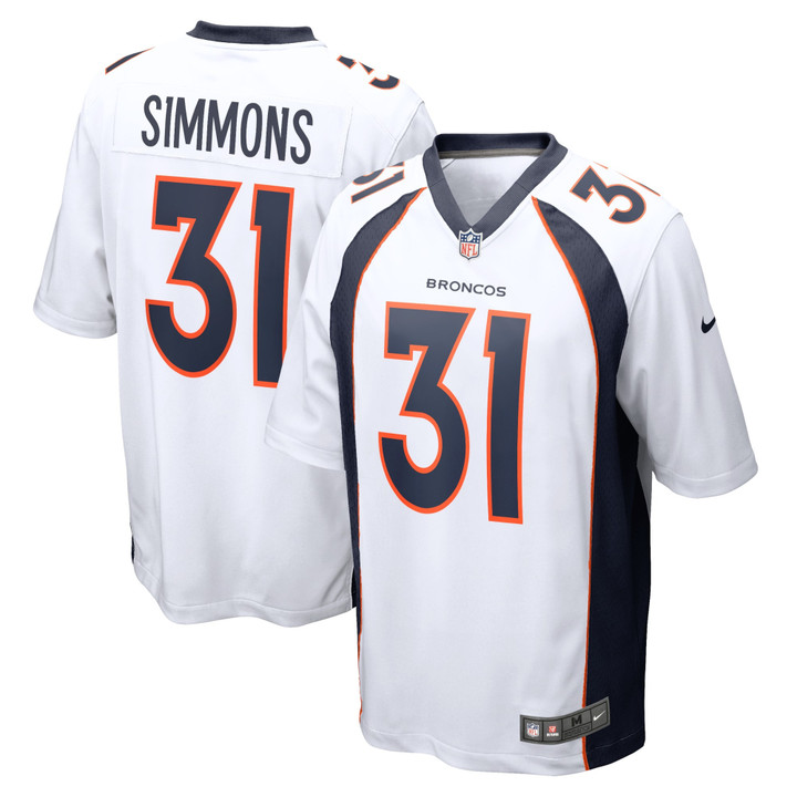 Mens Denver Broncos Justin Simmons White Game Jersey gift for Denver Broncos fans