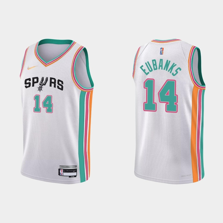 San Antonio Spurs Drew Eubanks #14 NBA Basketball City Edition White Jersey Gift For Spurs Fans