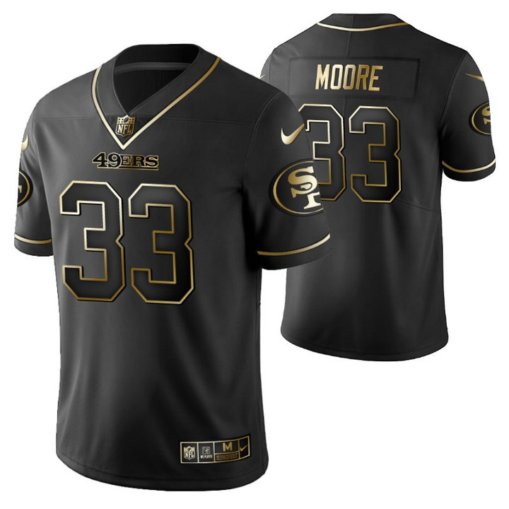 San Francisco 49ers Tarvarius Moore 33 2021 NFL Golden Edition Black Jersey Gift For 49ers Fans