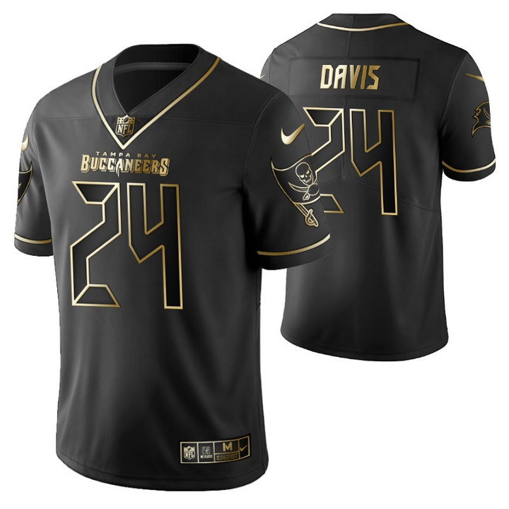 Tampa Bay Buccaneers Carlton Davis 24 2021 NFL Golden Edition Black Jersey Gift For Buccaneers Fans