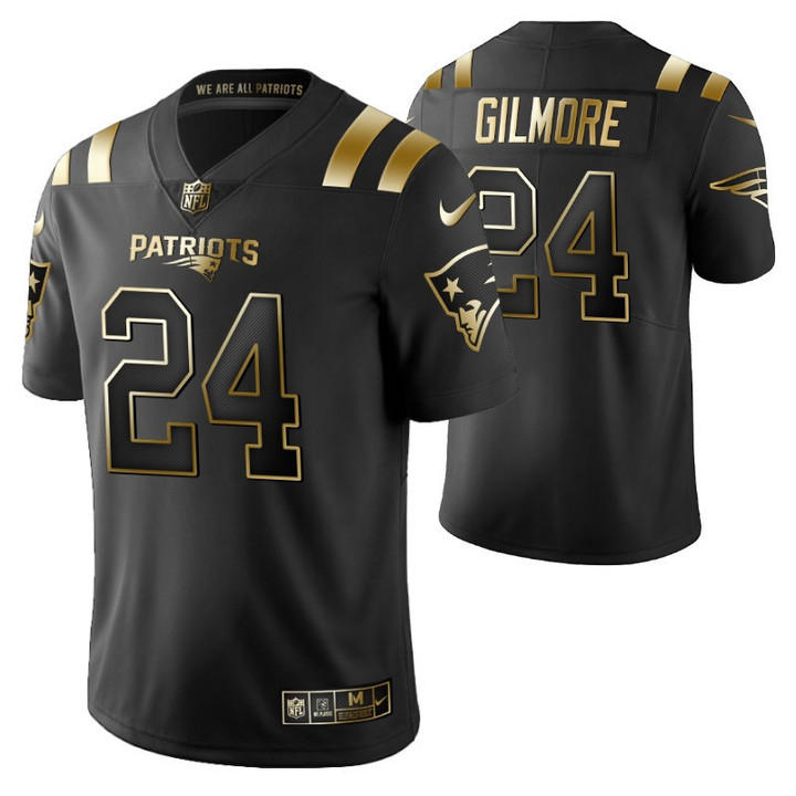 New England Patriots Stephon Gilmore 24 2021 NFL Golden Edition Black Jersey Gift For Patriots Fans