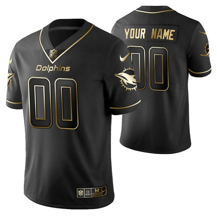 Miami Dolphins 2021 NFL Golden Edition Black Jersey Gift With Custom Name Number For Dolphins Fans
