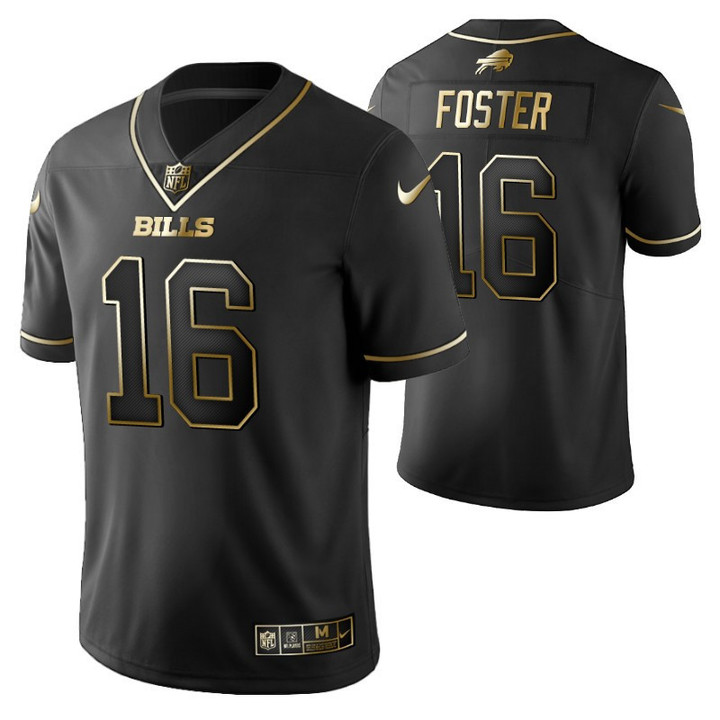 Buffalo Bills Robert Foster 16 2021 NFL Golden Edition Black Jersey Gift For Bills Fans