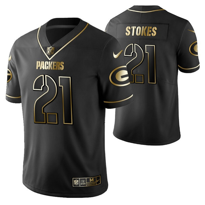 Green Bay Packers Eric Stokes 21 2021 NFL Golden Edition Black Jersey Gift For Packers Fans