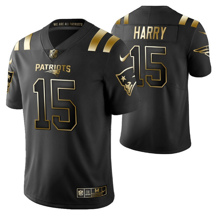 New England Patriots N'Keal Harry 15 2021 NFL Golden Edition Black Jersey Gift For Patriots Fans