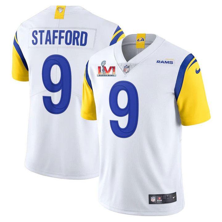 Los Angeles Rams Matthew Stafford 9 2022 NFL Superbowl LVI Match Royal White Jersey Gift For Rams Fans
