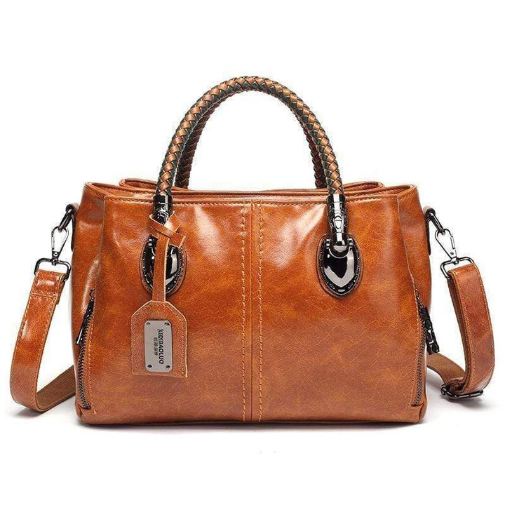 Women Classical Multi Pocket Leather Tote Handbag Work Shoulder Bag