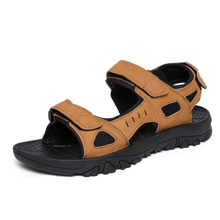 Kay - Men's Leather Wide Summer Sandals - Adjustable Walking Hiking Sandals for Men