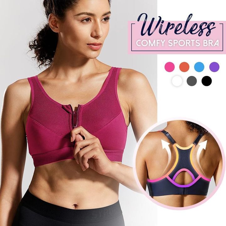 Mary - Wireless/Seamless Supportive Sports Bra Padded Front Zipper Closure