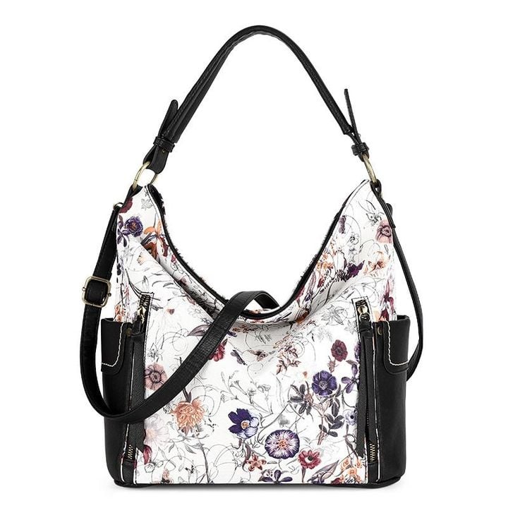 Valentina - Leather Floral Printed Shoulder Bag for Women Large Capacity, Multi-Pockets Bag