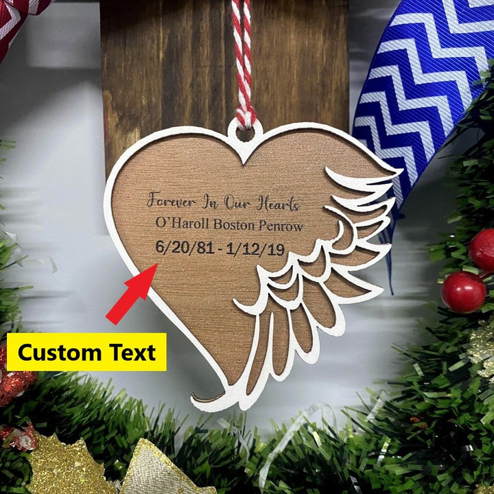 Custom Wooden Memorial Christmas Ornament Personalized Text