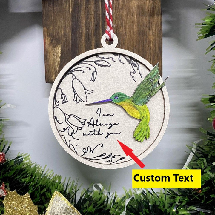 Custom Hummingbird Memorial Ornament Christmas 2 Wooden Layers Personalized Text