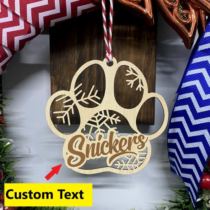 Personalized Your Dog’s Name On A Custom Dog Paw Christmas Ornament