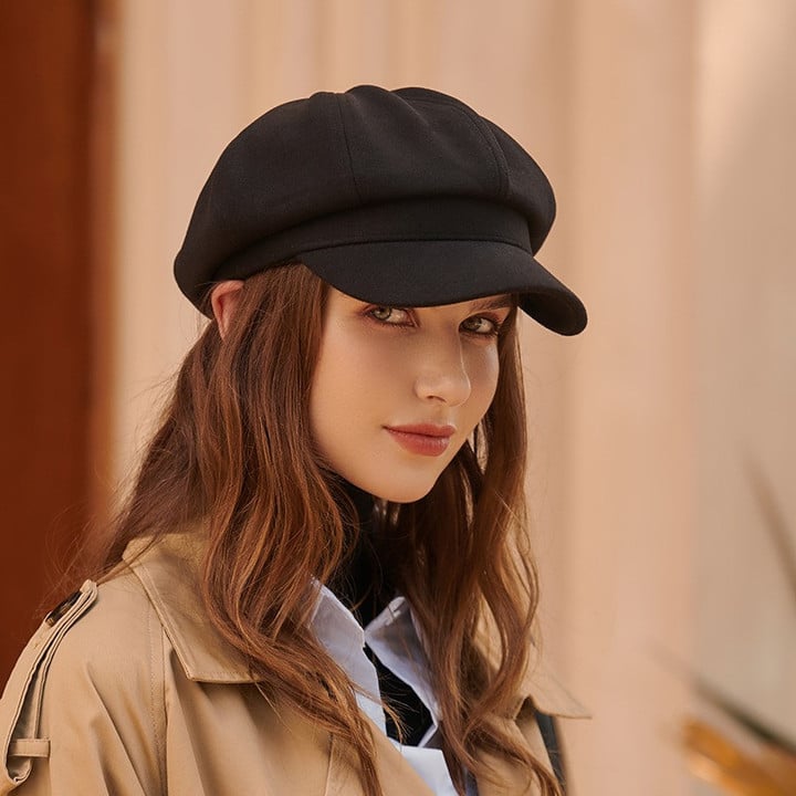 Women's Hat Cabbie Beret Tweed Girls Cap For Fall