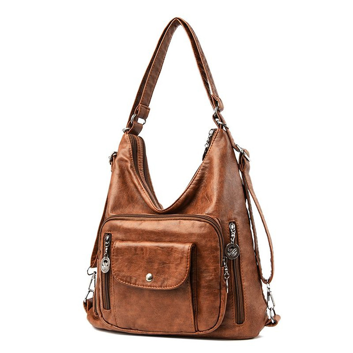 Casey - Vintage Women Leather Hobo Crossbody Shoulder Travel Daily Bag Handbag - Versatile, Large Capacity, Multi Pocket.