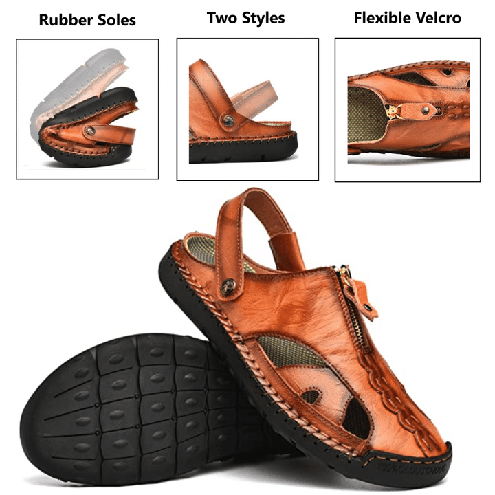 Daniel™ - Men's Genuine Leather Flexible Velcro Non Slip Breathable Sandals
