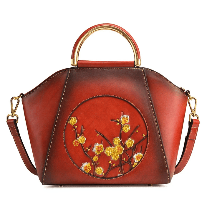Leather Hand Rub Cherry Blossom Handbag
