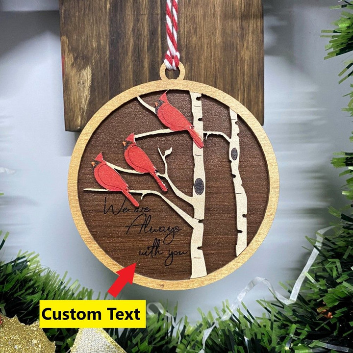 Custom Cardinal Ornament Christmas 2 Wooden Layers Personalized Text