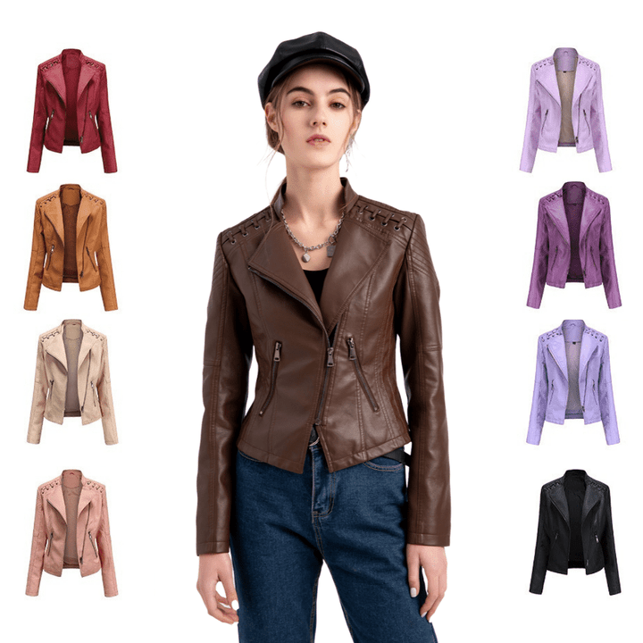 Women Trendy Short Leather Jacket