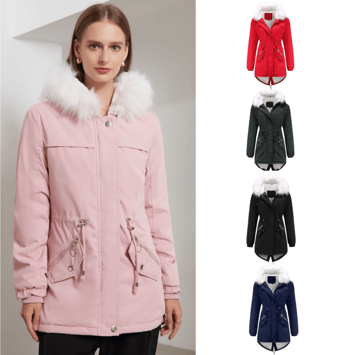 Fur Lined Parka Warm Winter Coat Plus Size Womens Hooded Jacket
