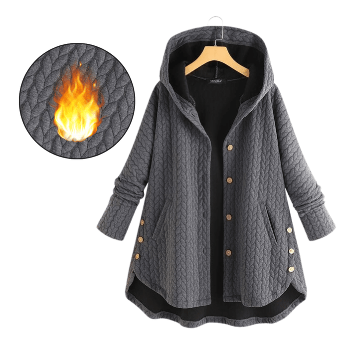 [M - 8XL] Women Hooded Cardigan Jacket Winter Button Closure Cotton Coat Outwear with Pockets