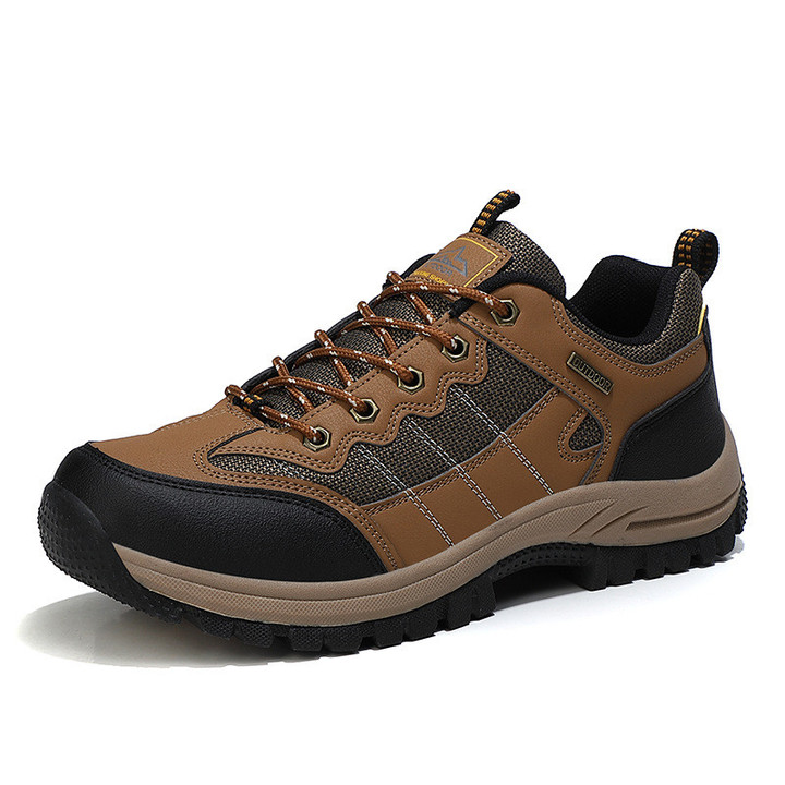 Men's Hiking Shoes Lightweight Leather Low-Top Hiking Shoes for Outdoor Trailing Trekking Camping Walking