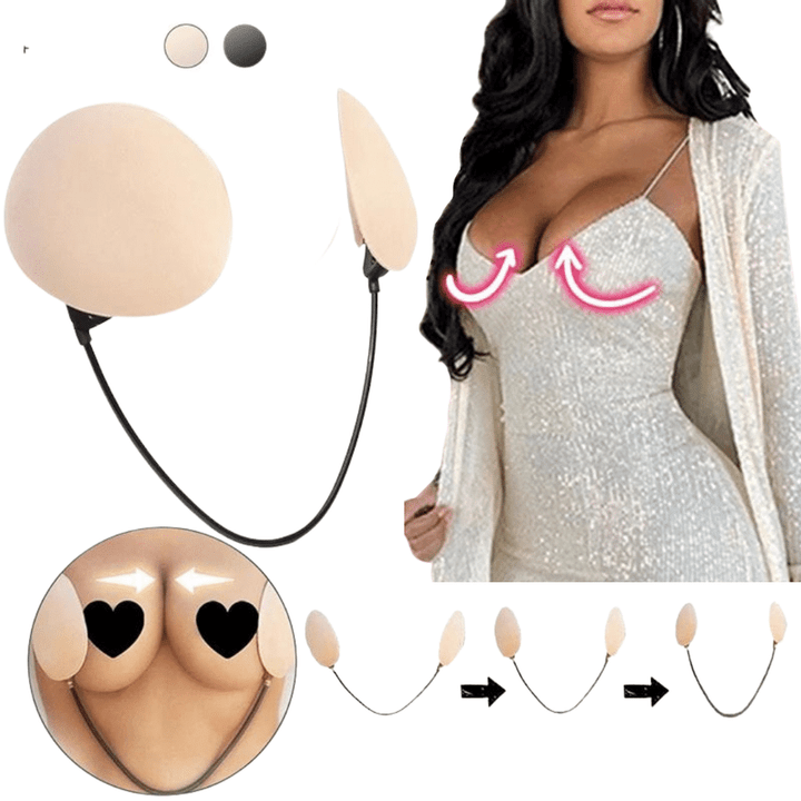 Push Up Frontless Bra Kit Wire,Deep Plunge Bra Kit with 1 Pair Adhesive Petal Nipple