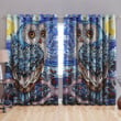 Owl At Night Printed Window Curtains Home Decor