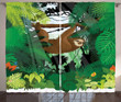 Vibrant Rainforest Plants Sloth On Branch Tree Printed Window Curtain Home Decor