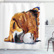 Sleeping Puppy Oil Painting Printed Shower Curtain Bathroom Decor