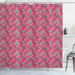 Flourishing Hibiscus Blooms Leaves Pattern Shower Curtain Home Decor