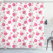 Pink Daisies Hearts Printed Shower Curtain Bathroom Decor