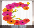 Vivid Floral Bouquet Letter C Printed Window Curtain Home Decor