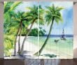 Tropical Landscape Beach Printed Window Curtain Home Decor