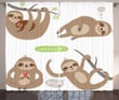 Kids Composition Sloth Printed Window Curtain Home Decor