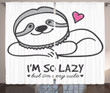 Cartoon Funny Words Sloth I'm So Lazy Printed Window Curtain Home Decor