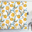 Yellow Botanical Bouquet Printed Shower Curtain Bathroom Decor