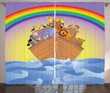 Animals On Boat Rainbow Ancient Printed Window Curtain Home Decor