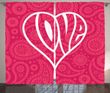 Retro Big Heart Pink Paisley Pattern Printed Window Curtain Home Decor
