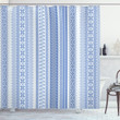 Geometric Chevron Flower Blue Pattern Shower Curtain Home Decor