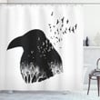 Gothic Double Exposure Black Bird Pattern Shower Curtain Home Decor