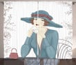 Woman At Cafe Printed Window Curtain Home Decor