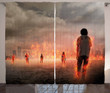 Zombie People In Flame Printed Window Curtain Home Decor