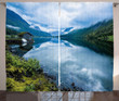 Wooden Cabins Norway Printed Window Curtain Home Decor