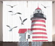 Seagulls Beach Sea Lighthouse Printed Window Curtain Home Decor